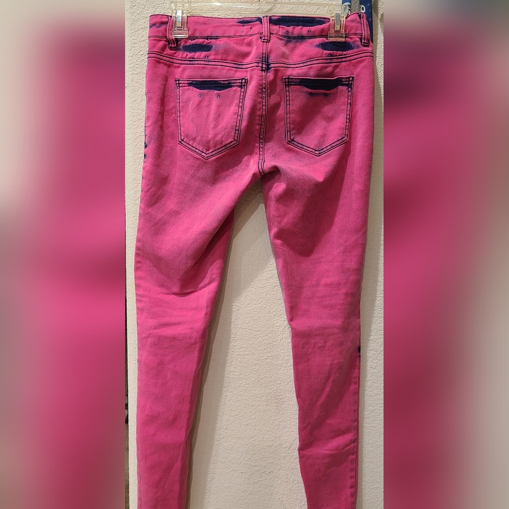 Pink colored skinny jeans Love Fire Size 7 - Picture 3 of 4